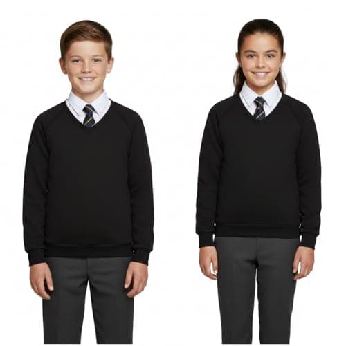 Image of A2Z 4 Kids Girls Boys Unisex Club Scouts School Uniform Single & Pack of 2 V Neck Jumper - V Neck Jumper Black 2 Pack 15-16