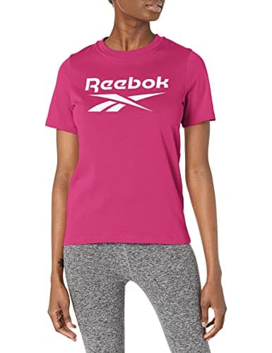 Image of Reebok Women's Big Logo Tee T-Shirt, Semi Proud Pink/White, Small