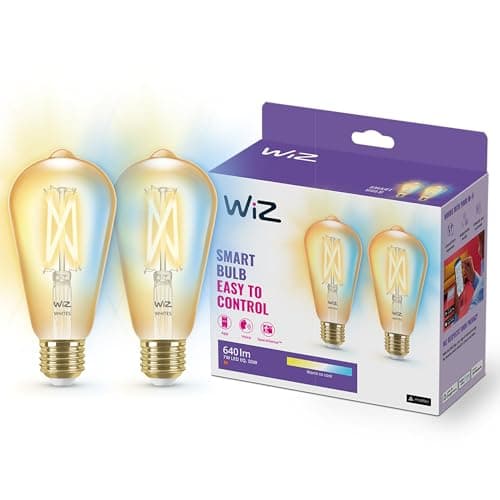 Image of WiZ Filament White Ambiance ST64 [E27 Small Edison Screw] Smart Connected WiFi Light Bulb 2 Pack. 50W Warm to Cool White Light, App Control for Home Indoor Lighting, Livingroom, Bedroom.