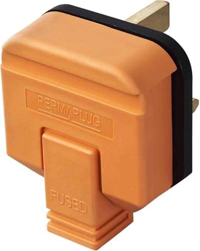 Image of Heavy-Duty 13 Amp UK 3-Pin Mains Plug ( Orange) | Heat-Resistant & Durable Power Plug for Home, Industrial & Workshop Use,BS1363-Certified,3 pin plug uk,13 amp plug uk,