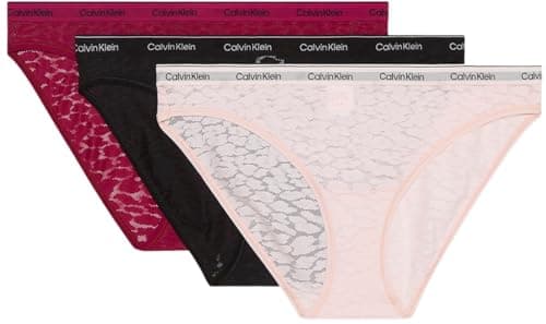 Image of Calvin Klein Women's 3 Pack Low Rise Bikini Briefs, Multicolor (Beet Red/Black/Eggshell Pink), S