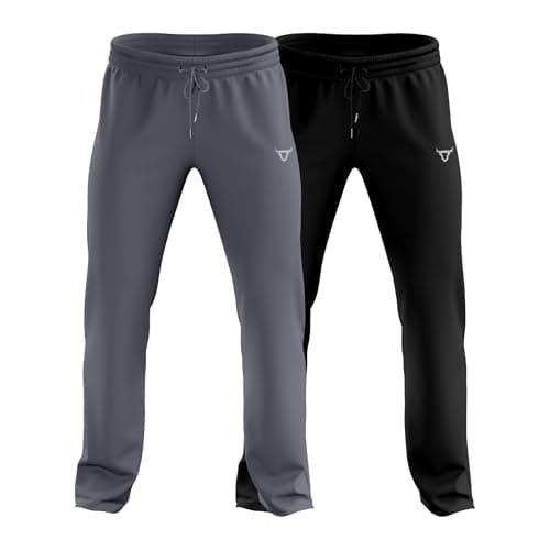 Image of TORO ACTIVA Pack of 2 Mens Trousers Tracksuit Jogging Bottoms Lightweigt with Zipper Pockets Drawstring Joggers Sports Casual Running Gym Training (UK, Alpha, L, Regular, Regular, Black Charcoal)