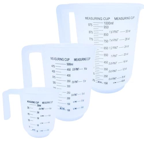 Image of Measuring Jugs Set of 3 – 1L, 500ml & 250ml – Kitchen Measuring Jug for Cooking & Baking – Clear Measurement in Millilitres, Pints & Ounces – Stackable & Easy-Pour Design