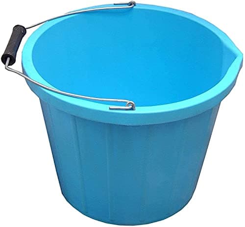 Image of 1 x 14L Litre Strong Plastic Builders Bucket 3 Gallon Multipurpose Storage Construction With Metal Handle & Spout For Cleaning Animal Feed Mixing Home & Garden (Made in UK) (Blue)