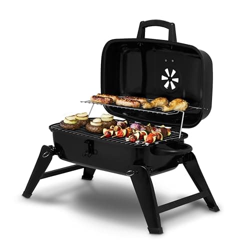 Image of Tower Compact Charcoal Grill with Collapsible Legs & Portable Design, Black, T978539