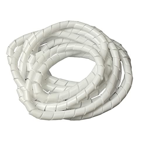 Image of Cable Tidy Spiral Wrap White 12mm x 5m Flexible Cable Management Sleeve Wire Organiser Tube for PC TV Desk Gaming Home Office Electrical Cable Protection