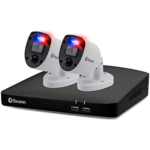 Image of Swann Security 4K Enforcer CCTV System, 1 TB DVR-5680 and 2 x PRO-4KRL Enforcer Bullet Analogue CCTV Cameras, Works with Google Assistant and Alexa