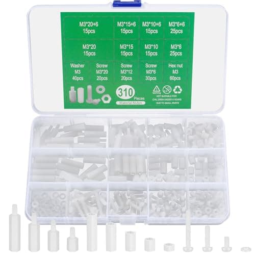Image of 310 Pcs M3 Male Female Nylon Hex Standoff Spacer, Standoff Screw Nut Threaded Pillar Standoff Screws Spacers Washers Assorted Assortment Kit, for PCB Board Motherboard DIY Use - White