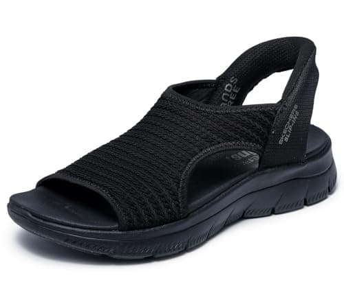 Image of Skechers Women's Summits Sandal Sweetly Evolved Trainers, Black Knit, 7 UK