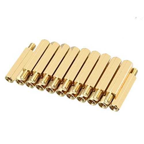 Image of sourcing map 20pcs M4 25+6mm Female Male Thread Brass Hex Standoff Spacer Screws PCB Pillar