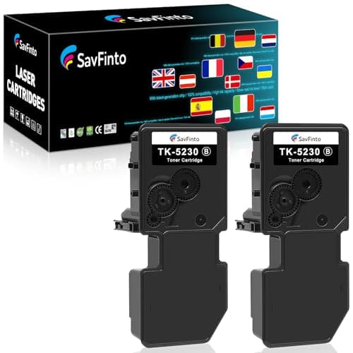 Image of SavFinto TK5230 Black Toner Compatible with Kyocera ECOSYS M5521cdw Replacement for Kyocera TK-5230 TK5220 TK-5220 Compatible with Kyocera ECOSYS M5521cdw M5521cdn P5021cdn P5021cdw (2 Black)