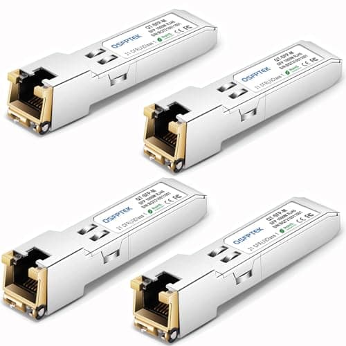 Image of QSFPTEK 4Pack 1000BASE-T RJ45 Copper SFP Transceiver, Gigabit SFP to RJ45 Module for Cisco GLC-T/GE-T, Ubiquiti UF-RJ45-1G, Meraki MA-1GB-TX, D-Link, Supermicro, Netgear, up to 100m