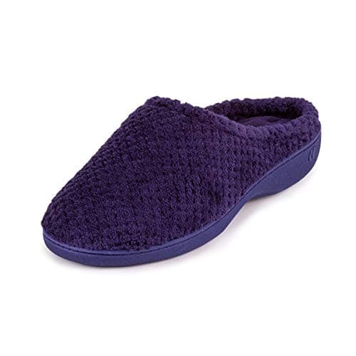 Image of Isotoner Women Ladies Popcorn Terry Mule Slippers Open Back, Blue (Navy Nav), 8 UK