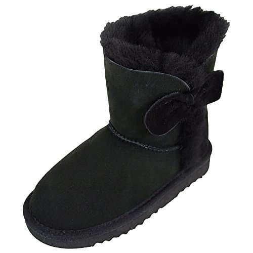 Image of SNUGRUGS Childrens Kids Girls Genuine Sheepskin Boot with Bow Design - Black - UK Child 2 / EU 35