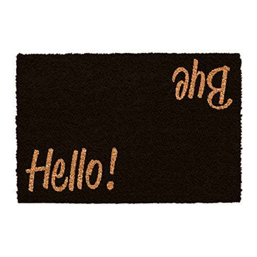 Image of CKB LTD® HELLO, BYE Novelty DOORMAT Unique Doormats Front/Back Door Mats Made with a non-slip PVC backing - Natural coir - Indoor & Outdoor