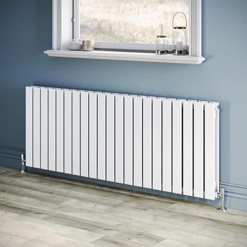 Image of ZANOFIRA 600x1596 mm White Flat Panel Horizontal Designer Radiators Double Column Modern Central Heating Radiator Rad for Kitchen, Hallway, Living Room