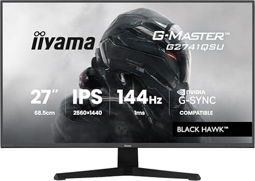 Image of iiyama G-Master Black Hawk G2741QSU-B1 27 Inch IPS LED Gaming Monitor QHD 144Hz HDMI DP USB 2.0 1ms G-SYNC Black