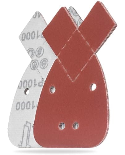 Image of YoiYee 1000 Grit Mouse Sanding Sheet, 4 Holes Hook & Loop Fastening Sandpaper, Back Sand Paper Pad, 2 Replacement Tips, For Black and Decker Detail Palm Sander, 140 x 95 mm, Red, 10pcs