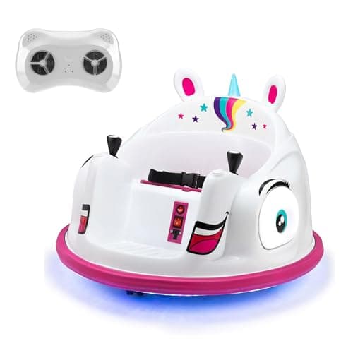 Image of Xootz Unicorn Bumper Car, Kids Electric Ride-On, 360 Rotation Spin, Two Joy Sticks, Colourful LED Lights and Remote Control