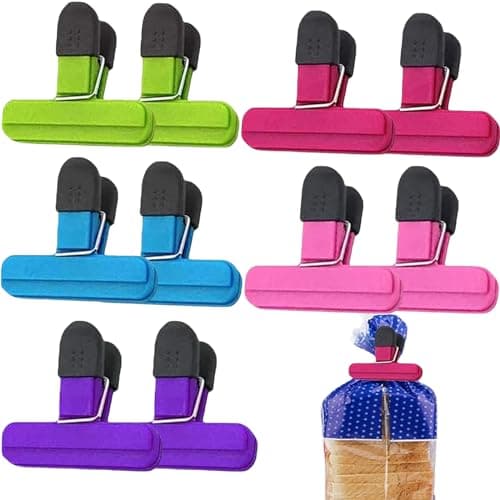 Image of 10 Pcs Multicoloured Food Clips for Storage - Freezer Bag Sealing Clips for Snacks, Coffee, Potato Chip Bags, Frozen Food - Home Kitchen Office Camping