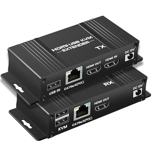 Image of avedio links HDMI KVM USB Extender, 164FT HDMI Usb KVM Extender Kit Over Cat 5e/6/7 Cable, 1080P HDmi ethernet extender Transmitter Receiver with Loop Out- usb Keyboard Mouse, Single POC Power Supply