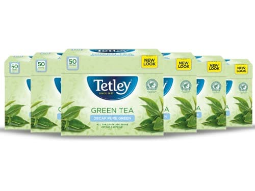 Image of Tetley Decaf Green Tea Bags - Same Great Taste, No Caffeine - Smooth & Soothing Brew - Rainforest Alliance Certified - Perfect for a Relaxing Moment - 300 Teabags (6x50)