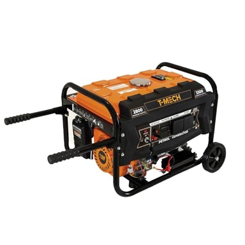 Image of Portable Petrol Generator 3300W 7HP 4 Stroke 210cc Electric Key Start Digital Display Single Phase Emergency Power 230V AC 12V DC Output Powder Coated Steel 12L Fuel Tank Wheels Tool Kit & Funnel