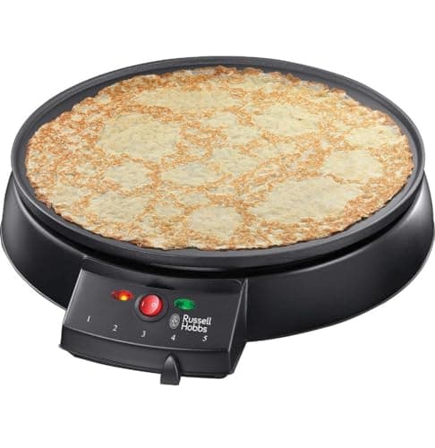 Image of Russell Hobbs Electric Crepe & Pancake Maker - Large 30cm (12 inch) easy to clean Non-stick hotplate, Crepe making tools inc, Adjustable thermostat, Power on & temp indicator light, 1200W, 20920