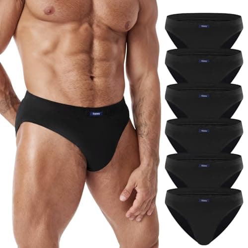 Image of FALARY Mens Briefs Underwear Cotton Underpants for Men UK Black Slips Soft Breathable Slips Pants Size XL Moisture Wicking Support Underwear for Men 6 Pack leg day Fitness