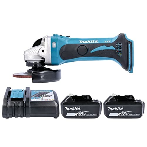 Image of Makita DGA452Z 18V 115mm Cordless Angle Grinder with 2 x 5.0Ah BL1850 Batteries & DC18RC Charger