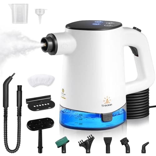 Image of Handheld Steam Cleaner with 5m Cord, 450ml Capacity,Smart Screen Cleaners with 12 Accessories, Self-cleaning Steam Cleaners Handheld for Home Use,Cleaning Floor,Tile,Windows,Couch,Grout