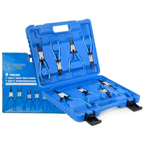 Image of SMOTIVEPRO 8Pcs Circlip Pliers Set, 7inch 9inch Internal External Heavy Duty Snap Ring Pliers Set with Straight and Bent Tip for Ring Removal and Retaining