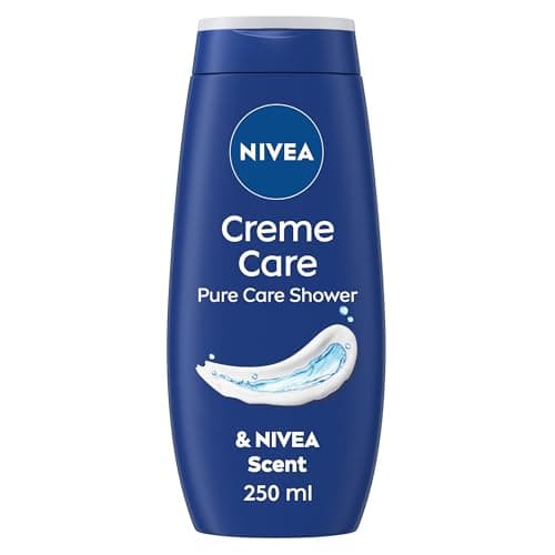Image of NIVEA Crème Care Shower Cream (250 ml) Caring Shower Body Cream Enriched with Almond Oil, Moisturising Shower Gel Body Wash with Vitamin C, E