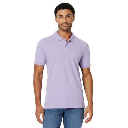 Image of Amazon Essentials Men's Polo Shirts Short-Sleeve, Slim-Fit Cotton Pique, Purple, XS