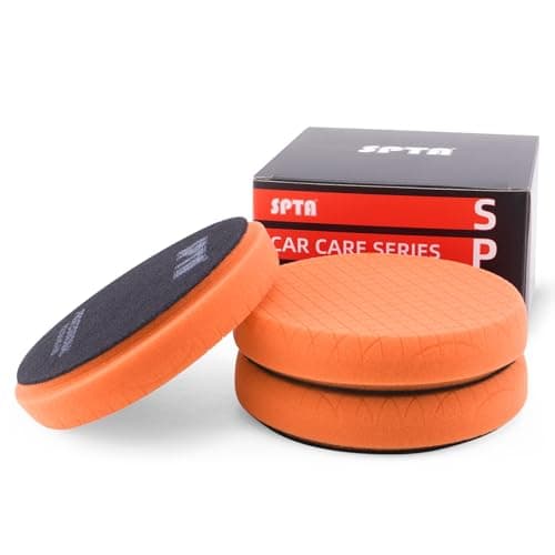 Image of 150mm T40 Orange Medium-Cut Foam Polishing Pads, SPTA 3Pcs 6.5 Inch Face for 6 Inch 150mm Backing Plate Compound Buffing Sponge Pads for Car Buffer Polisher Compounding, Polishing and Waxing
