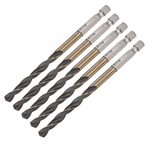 Image of sourcing map 5 Pcs High Speed Steel Hex Shank Twist Drill Bit, 6mm Drilling Dia with 1/4 Inch Hex Shank 114mm Length