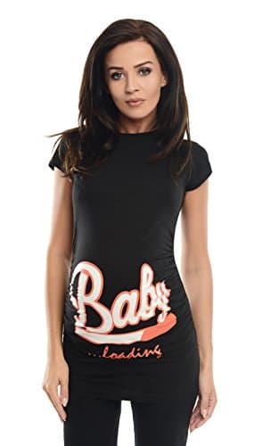 Image of Purpless Maternity Top Pregnancy T-Shirt Tee for Pregnant Women Slogan Loading Print 2006 (18, Black)