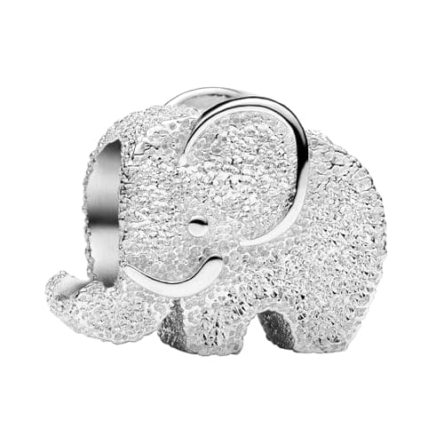 Image of PANDORA Moments 794528C00 Sterling Silver Structured Mini Elephant Beads Compatible with Moments
