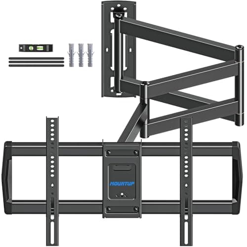 Image of MOUNTUP TV Wall Bracket with 962mm Long Arm for Most 42-75 Inch TVs, Full Motion Corner Wall Mount with Extension, Tilt, Swivel Articulating Arm, Max VESA 600x400mm and Up to 45kg, EU0047-L