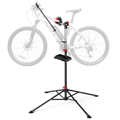 Image of VOUNOT® Bike Workstand Bicycle Maintenance Repair Stand with Magnetic Tool Tray, Foldable, Height-adjustable, Hold up to 30KG, 6726323601431, Black