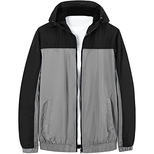 Image of MADHERO Mens Windbreaker Jacket Lightweight 90s Retro Wind Breakers, C Black Gray, L