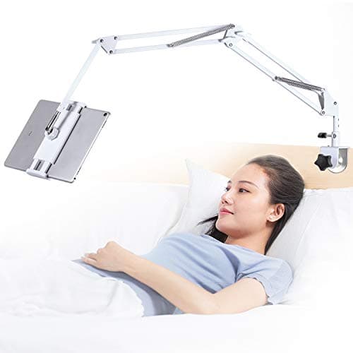Image of Tablet Stand Adjustable,Foldable Tablet Stand for Bed, Aluminum Universal Flexible Tablet Holder with 360 Degree Rotation for iPad/iPhoneX/iPad Pro/N-Switch,or Other 4.5~12.9 Inches Devices (White)