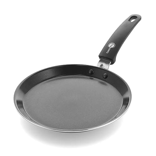 Image of GreenPan Essentials Healthy Ceramic Non-Stick 24 cm Pancake Crepe Pan, PFAS Free, Induction, Oven and broiler safe up to 160°C, Black