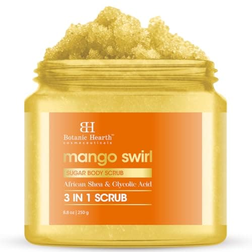 Image of Botanic Hearth Mango Swirl Body Scrub 8.8 fl oz (250 g) | Exfoliating & Hydrating Formula, Gentle Skin Care for Soft & Smooth Skin, Natural Ingredients, Paraben-Free