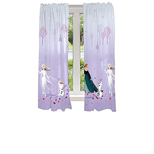 Image of Franco Disney Frozen 2 Kids Room Window Curtain Panels Drapes Set, 82 in x 63 in, Official Disney Product By
