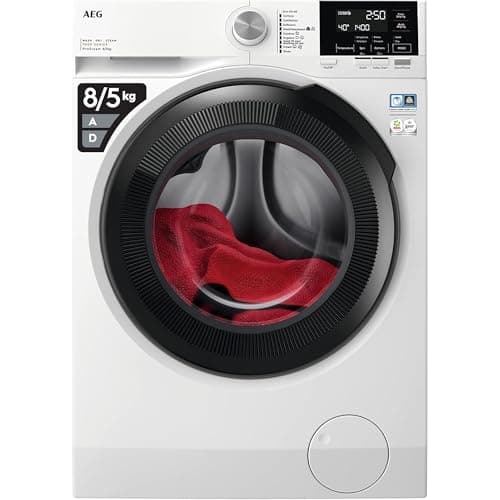 Image of AEG 7000 Series Washer Dryer 8kg Wash/5kg Dry Load LWR7185M4B, Prosteam Freestanding Washer Dryer using 96% less water, 1400rpm Spin, Energy Class A, White