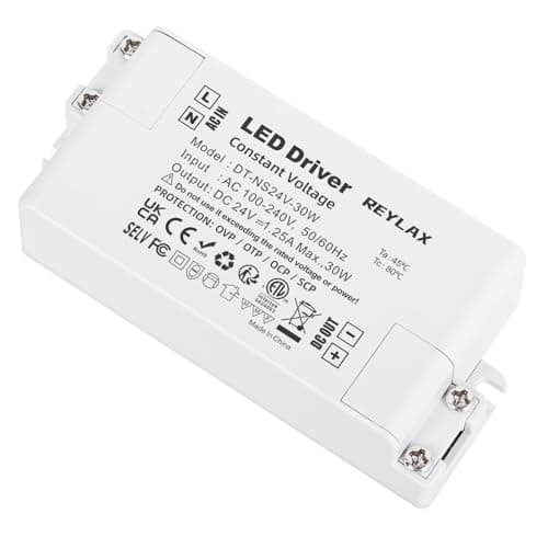 Image of REYLAX LED Driver 24V 30W 1.25A, Transformer 240 to 24V DC, Constant Voltage Power Supply Adapter, Low Voltage Transformer, Electronic Converter for Strips, Light Bulb
