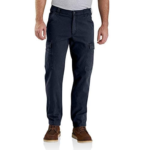 Image of Carhartt Men's Rugged Flex Relaxed Fit Canvas Cargo Work Pant, Navy, 33 x 32