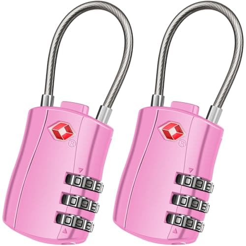 Image of Diyife TSA Luggage Locks, [2 Pack] 3-Digit Security Suitcase Locks, Combination Padlock for Suitcases Flexible Cable Travel Lock, TSA Approved Luggage Locks for Suitcases Travel Luggage Bag Case(Pink)