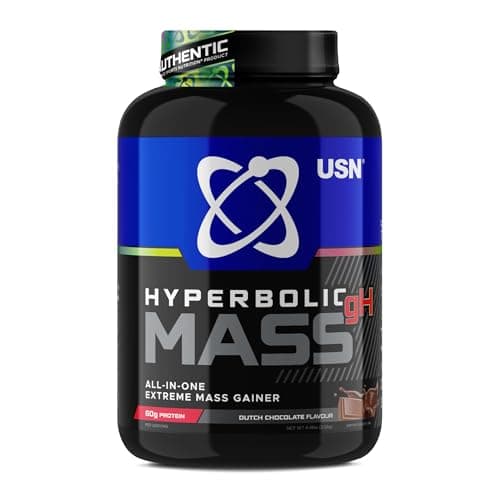 Image of USN Hyperbolic Mass Dutch Chocolate 2kg: High Calorie Mass Gainer Protein Powder for Muscle Building and Weight Gain - Improved Formula & Flavour with 7.5g Creatine Monohydrate and Less Sugar
